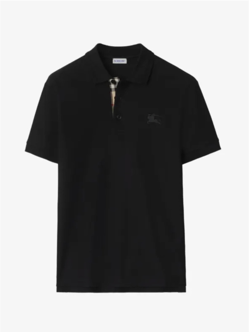 Burberry Black Polo with Signature Check Placket